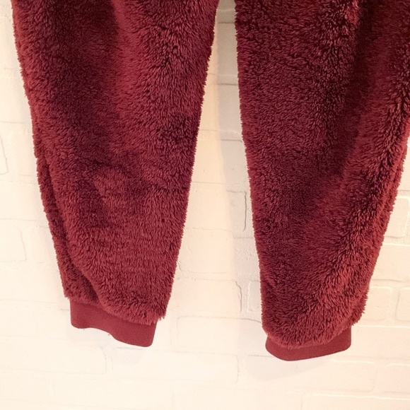 Lole Teddy Bear Joggers Lounge Pants Burgundy/Red Wine Sherpa Pockets Size M - Picture 11 of 13